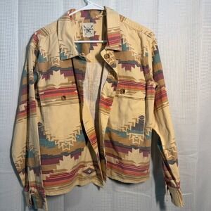 Cotton Rye Southwestern Geometric Print Button Down Shirt Jacket Size S